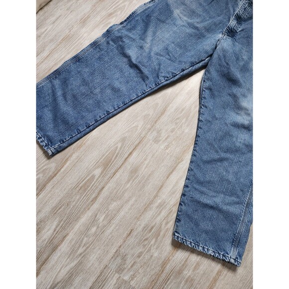 Wrangler Flannel Lined Blue Denim Jeans Sz 40x30 Mid Rise Straight Leg Carpenter - Picture 3 of 10